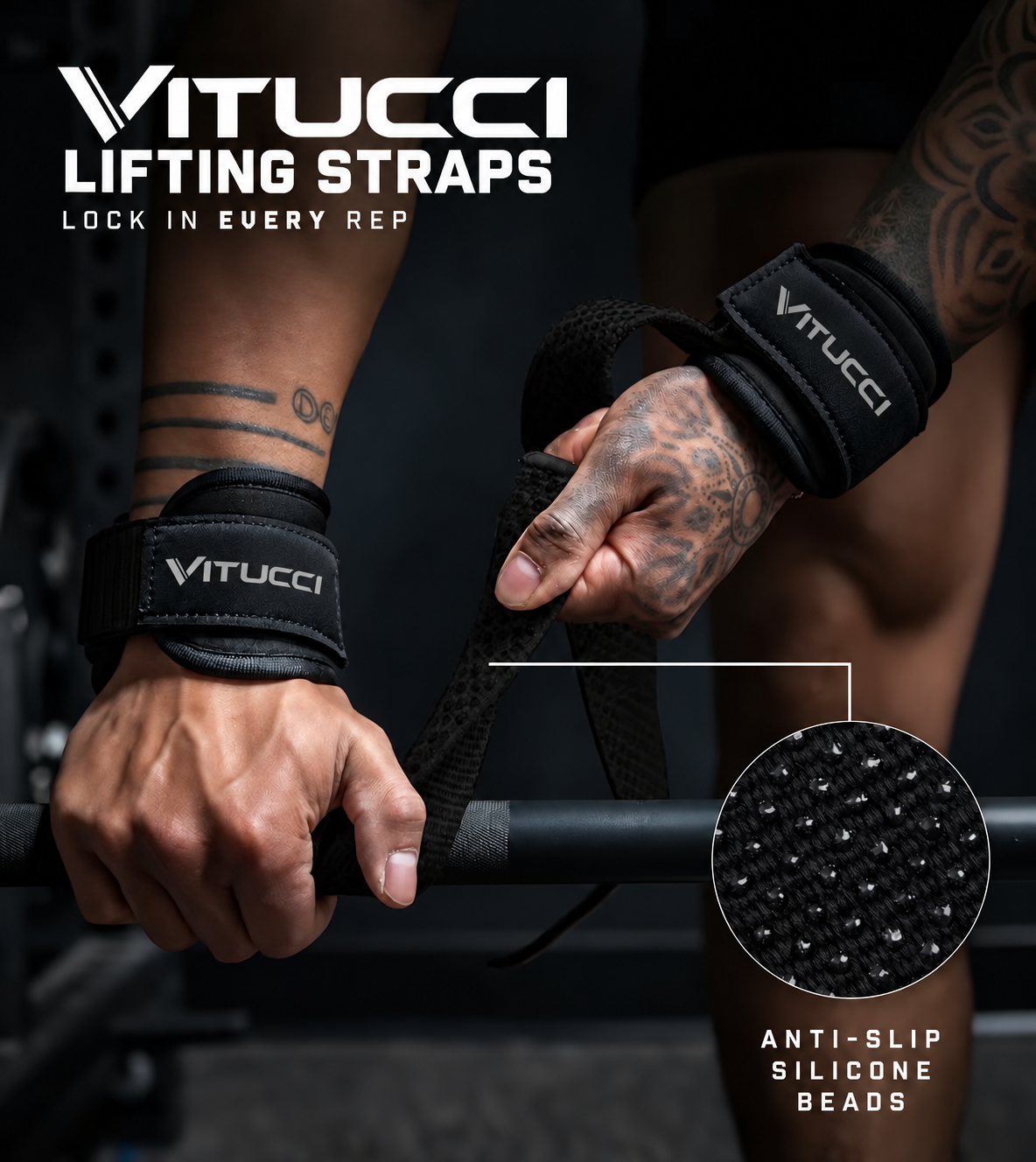 VITUCCI lifting straps secured around a bar